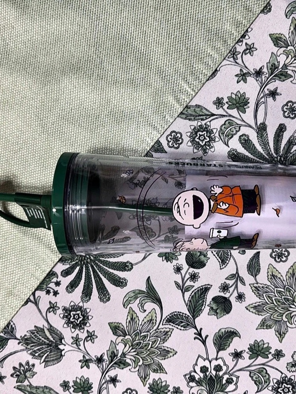 Starbucks x Peanuts 24-ounce Cold Cup Floral Green & Clear